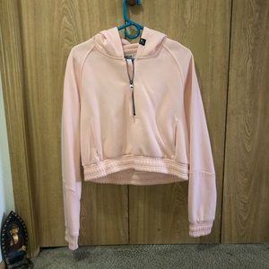 Pink half zip crop sweater